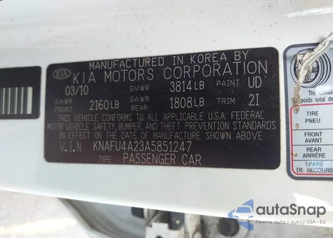 2010 Kia Forte Ex from USA, damaged, VIN KNAFU4A23A5851247